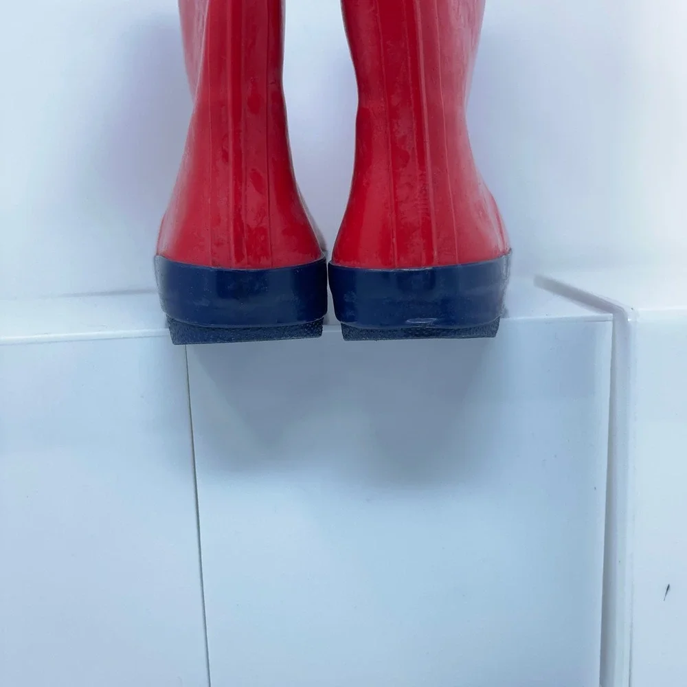 Lone Cone Kids Size 3 Red Navy Blue Waterproof Rubber Rain Boots New